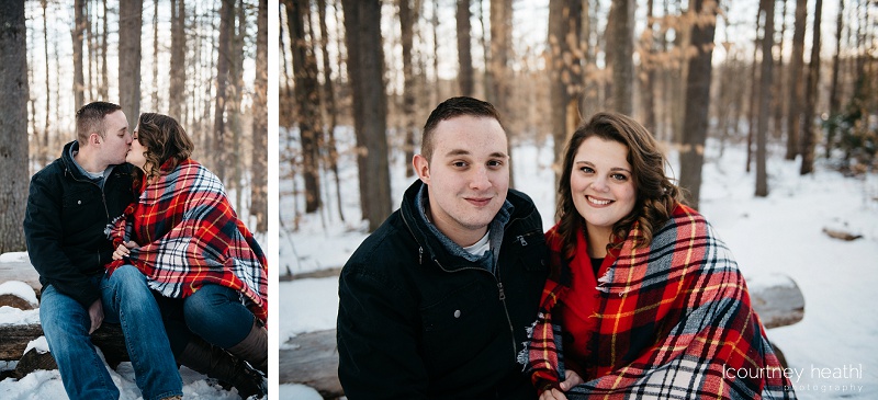 engagement photos in snowy NH woods